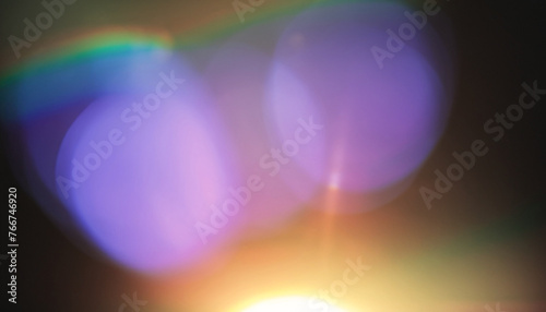 Rainbow Lens Optical Flare Film Dust Overlay Effect Vintage Abstract Bokeh Light Leaks Photo Retro Camera Defocused Blur Reflection Bright Sunlights. Use Screen Overlay Mode for Photo Processing.