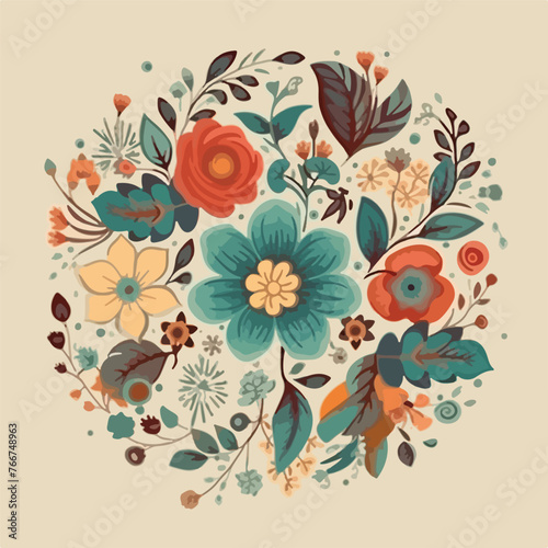 Vintage floral design cartoon vector illustration 