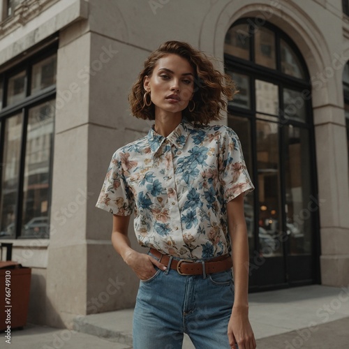 Develop a mockup for a fashion lookbook that features realistic images of models wearing clothing from a brand's collection. Users can browse through outfits, zoom in on details, and save their favori photo