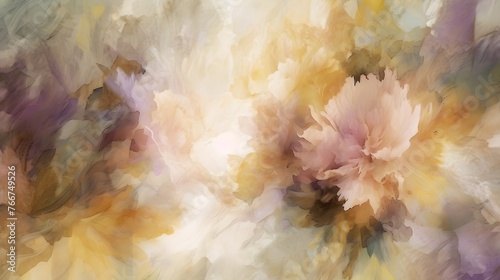 Fototapeta Naklejka Na Ścianę i Meble -  yellow watercolor background with flowers