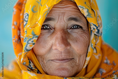 Portrait of Bedouin woman shot up close