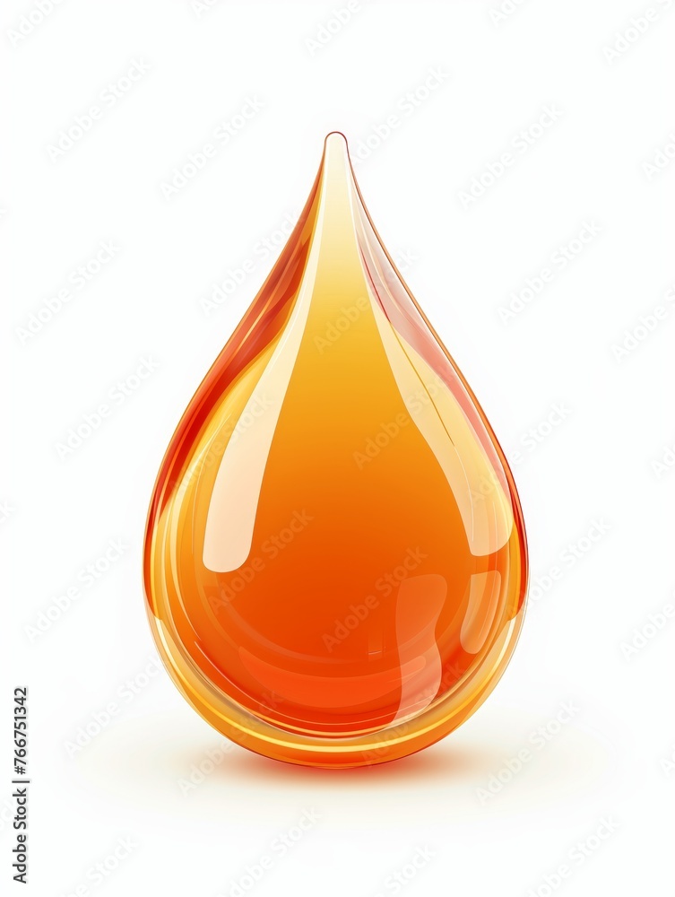A drop of orange liquid with a shiny surface A drop of orange liquid with a shiny surface