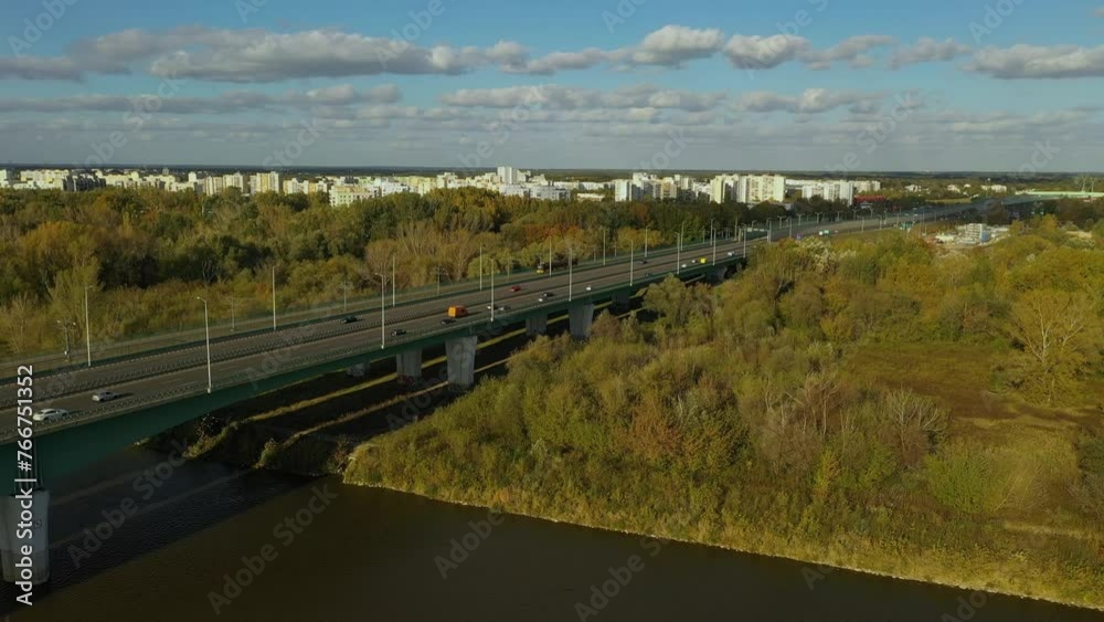 Beautiful Vistula Bridge Warsaw Aerial View Poland Beautiful Vistula Bridge Warsaw Aerial View Poland