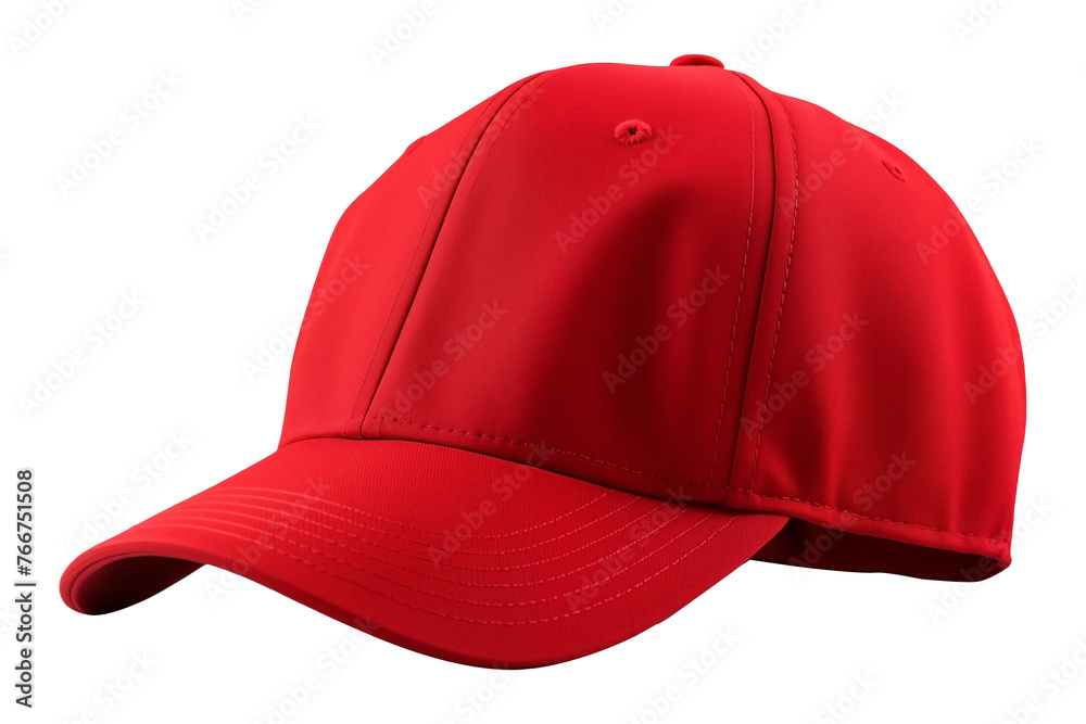 front view of a red baseball cap PNG mockup isolated on a white and transparent background - baseball headwear cut-out front view of a red baseball cap PNG mockup isolated on a white and transparent background - baseball headwear cut-out