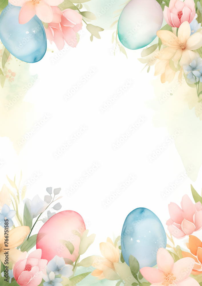 Fototapeta premium easter background with eggs and flowers