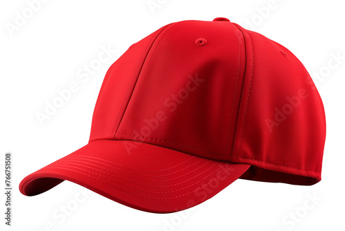 front view of a red baseball cap PNG mockup isolated on a white and transparent background - baseball headwear cut-out 