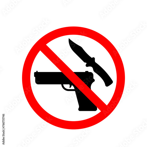Weapon prohibited icon. symbol prohibited from carrying firearms and sharp weapons.