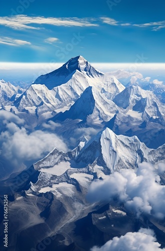 Aerial View of the Himalayas with Mount Everest