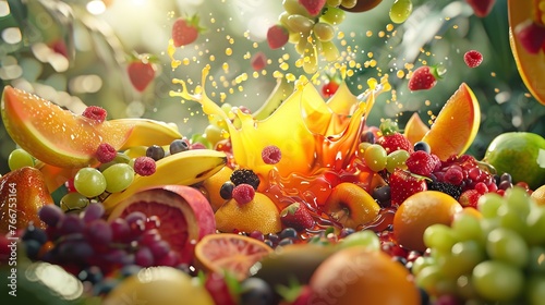 Assorted Fresh Fruits in a Colorful Mix photo
