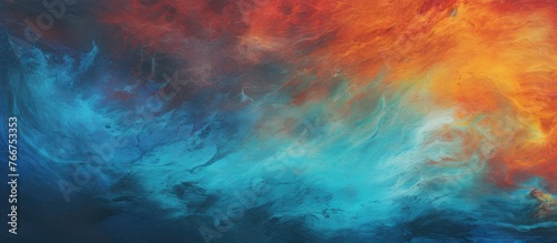 An artwork depicting a vibrant cloud set against a clear blue sky in the background