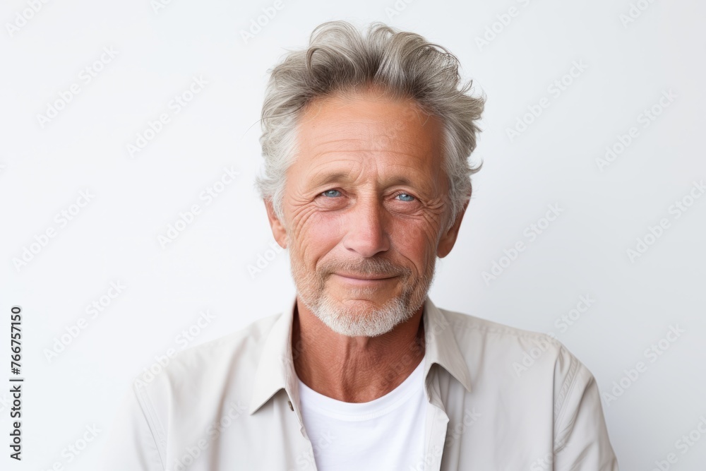 Portrait of senior man with grey hair. Isolated on white background. Portrait of senior man with grey hair. Isolated on white background.