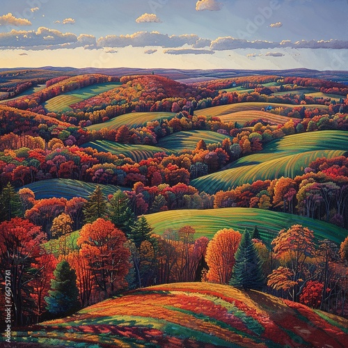 Rolling hills blanketed in fall foliage