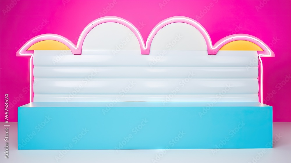 Vibrant retro-style podium for product presentation Vibrant retro-style podium for product presentation