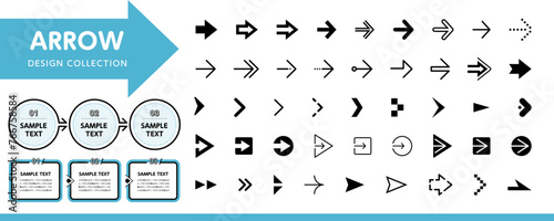 シンプルな矢印とフレーム・アイコンのデザインセット photo