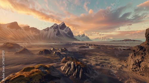 Colorful Panorama of the Stokksnes Headland 8K