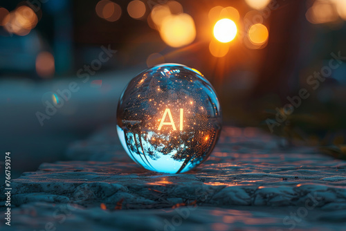 A magical orb with text AI © grey