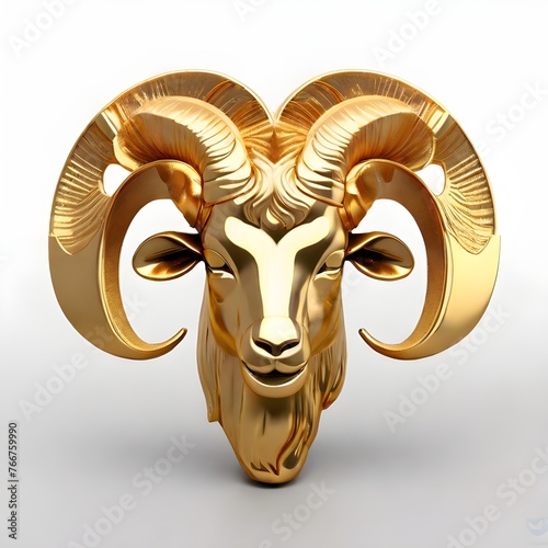 simple symbol of zodiac sign aries made of pure gold, shiny, photorealistic, no background  Generative AI