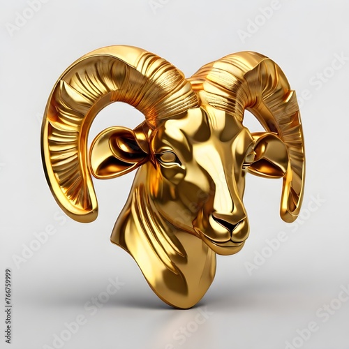simple symbol of zodiac sign aries made of pure gold, shiny, photorealistic, no background  Generative AI