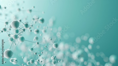 3D Molecular Structure in Teal with Spherical and Connective Elements 