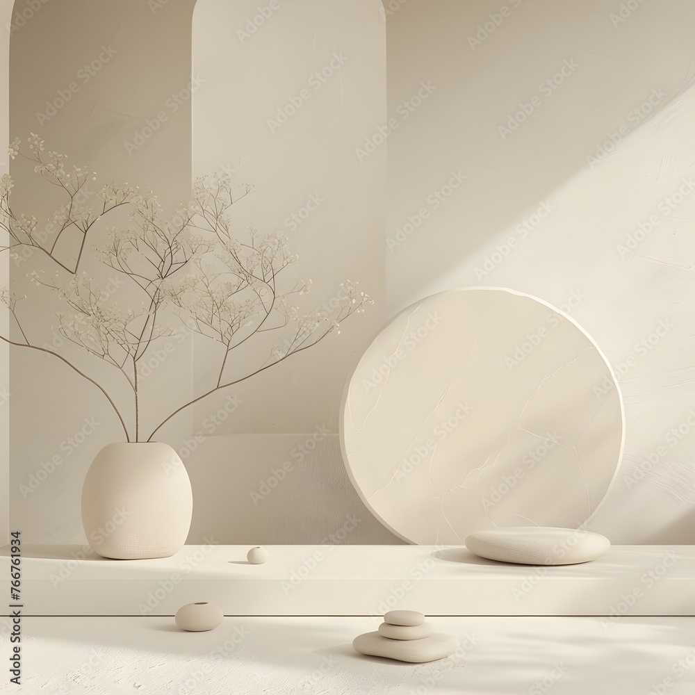 Serene Minimal Spherical Display with Organic Elements Serene Minimal Spherical Display with Organic Elements