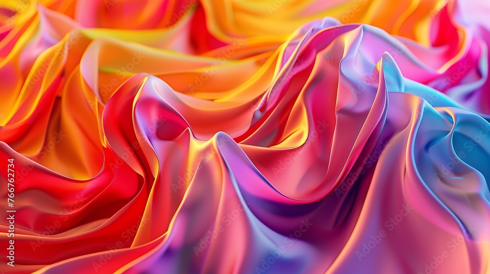 Dynamic Folds of Multicolored Fabric Abstract