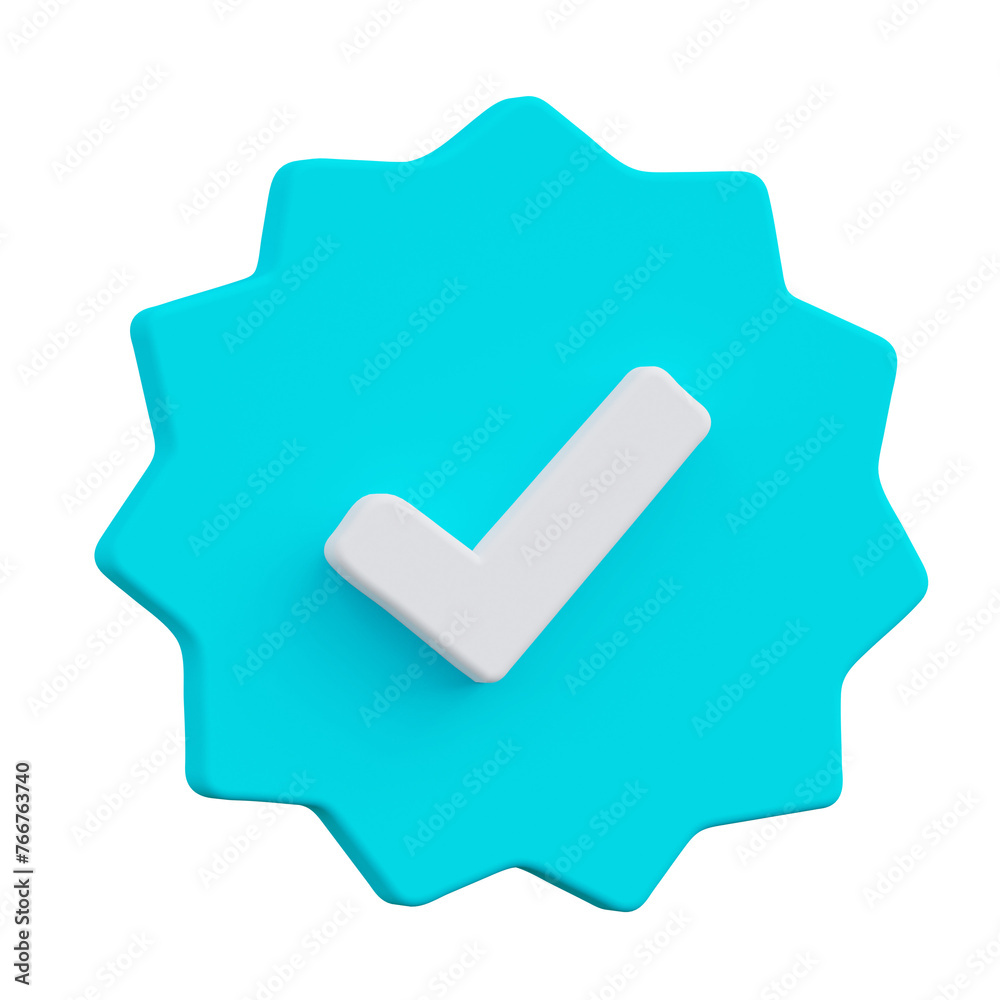 Social media reaction, verified badge 3d Social media reaction, verified badge 3d