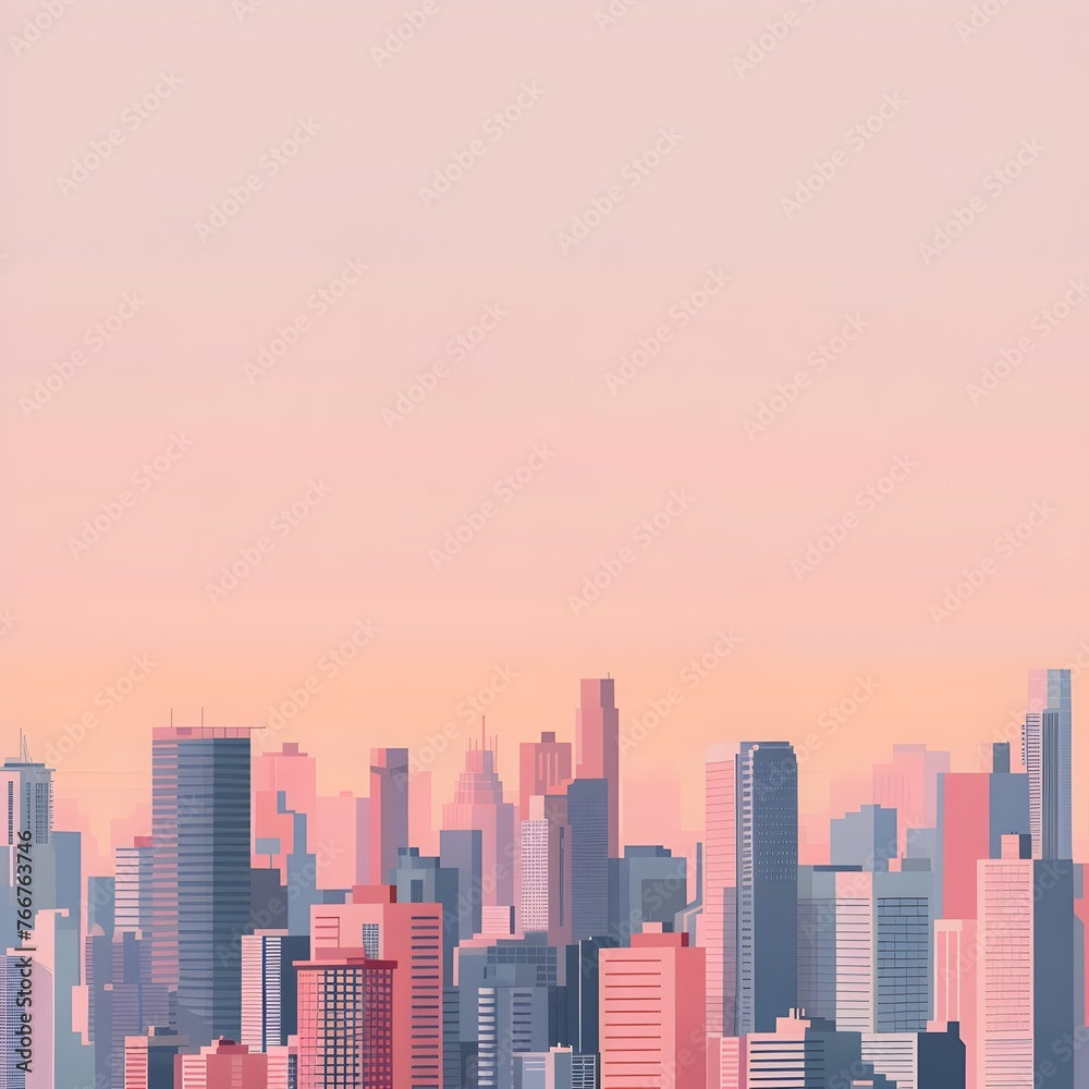 Stunning Cityscape Skyline with Towering Skyscrapers at Dusk