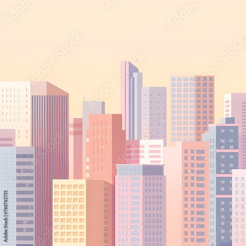 Vibrant Cityscape of Towering Skyscrapers and Architectural in a Bustling Urban Landscape