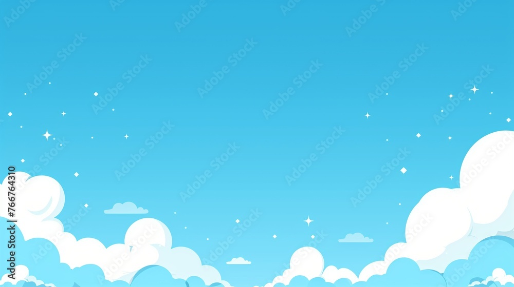 A minimalist sky with scattered fluffy clouds, symbolizing freedom and lightness. Generative AI