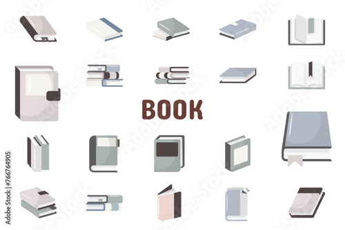 Book Flat Vector Illustration Icon Sticker Set Design Materials photo