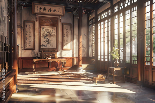 Interior of antique chinese traditional house  photo