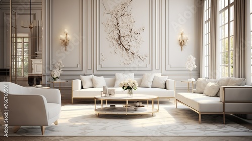 Interior composition of modern minimalist luxury living room 