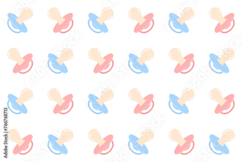 Gender Party Seamless Pattern. Baby Pacifier Repeating Endless Background. Cute Pink and Blue Backdrop.