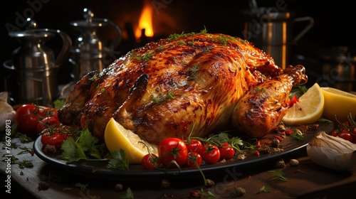 Roasted chicken in pomegranate sauce