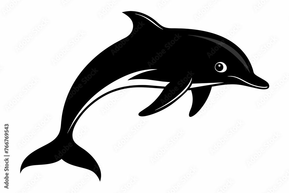 Naklejka premium vector-of-dolphin-black-silhouette-white-background.