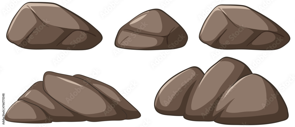 Set of stylized vector stones in various shapes Set of stylized vector stones in various shapes