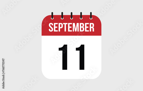 11 September Calendar. September Calendar Vector Illustration. photo