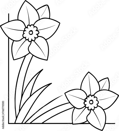 Daffodil floral corner border frame