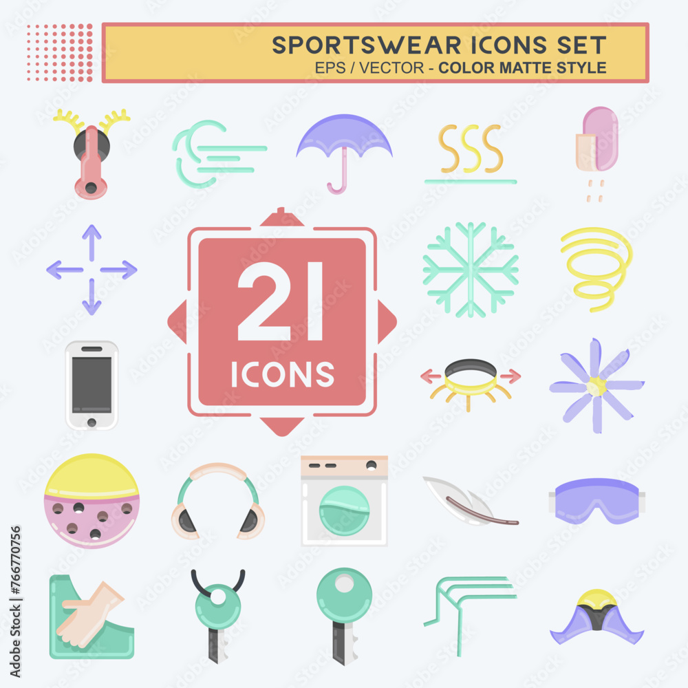Icon Set Sportswear. suitable for education symbol. flat style. simple design editable. design template vector. simple illustration