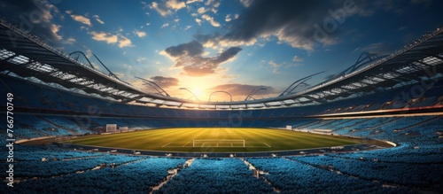 football stadium at sunset