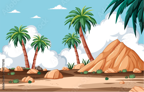 Vector illustration of a tranquil desert landscape