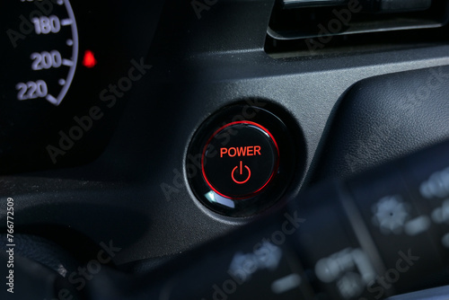 push start power engine system button of electric vehicle car