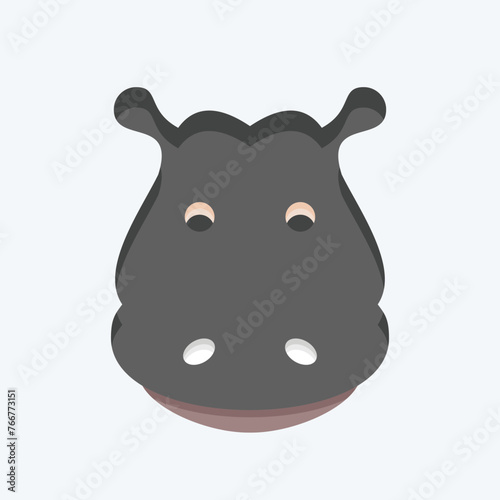 Icon Hippopotamus. related to Animal Head symbol. flat style. simple design editable. simple illustration. cute. education