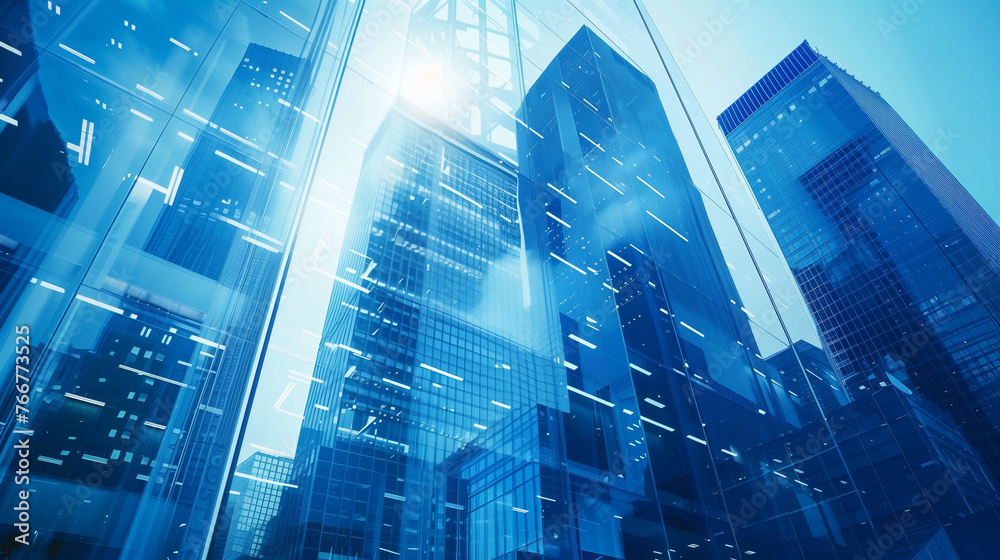 A cluster of towering skyscrapers glow with artificial light against the dark night sky in a bustling cityscape, business concept A cluster of towering skyscrapers glow with artificial light against the dark night sky in a bustling cityscape, business concept