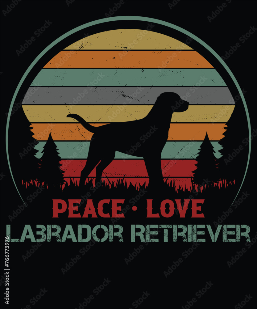 Peace Love Labrador Retriever T-shirt design