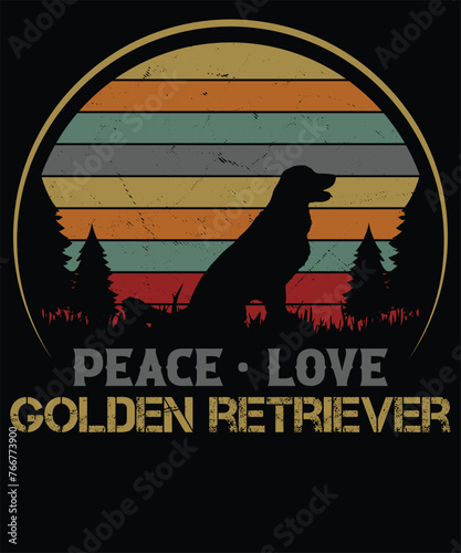 Peace Love Golden Retriever T-shirt design