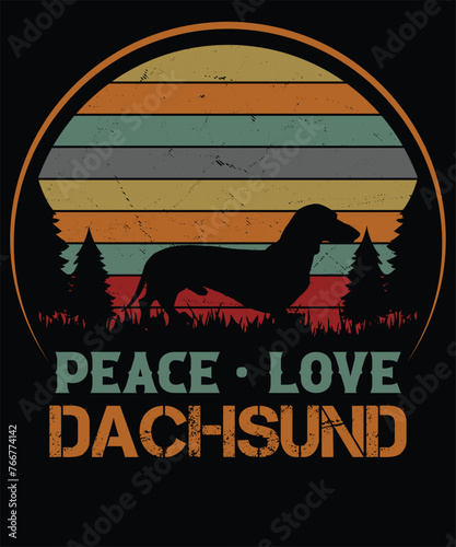 Peace Love Dachsund T-shirt design