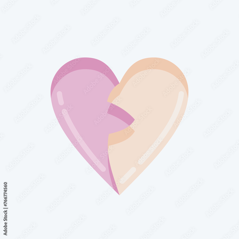 Icon Broken Heart. related to Valentine's Day symbol. flat style. simple design editable. simple illustration