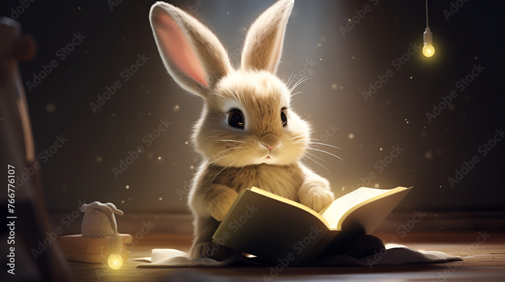 easter bunny with eggs realism  art  appreciation art surrealism with golden light background - obrazy, fototapety, plakaty 