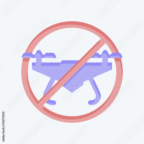 Icon No Drone Zone. related to Drone symbol. flat style. simple design editable. simple illustration